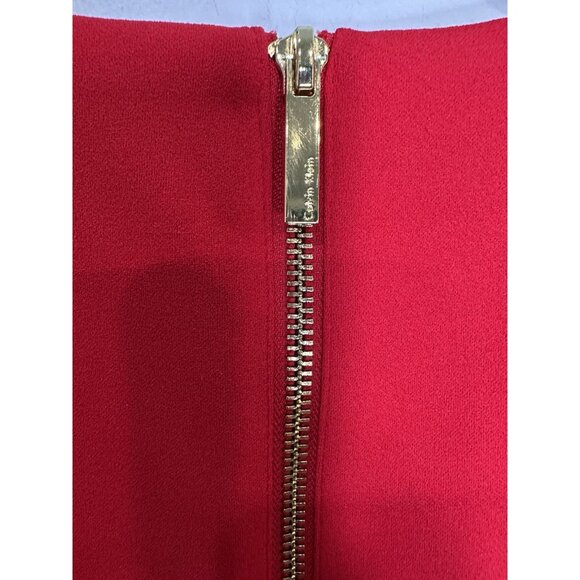 Calvin Klein Sheath Dress Size 12 Red Holiday Valentine's Career Church - Picture 4 of 5
